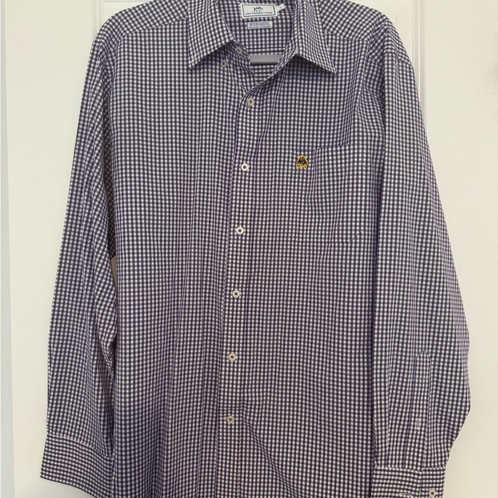 East Carolina Southern Tide Black and White Checkered Shirt